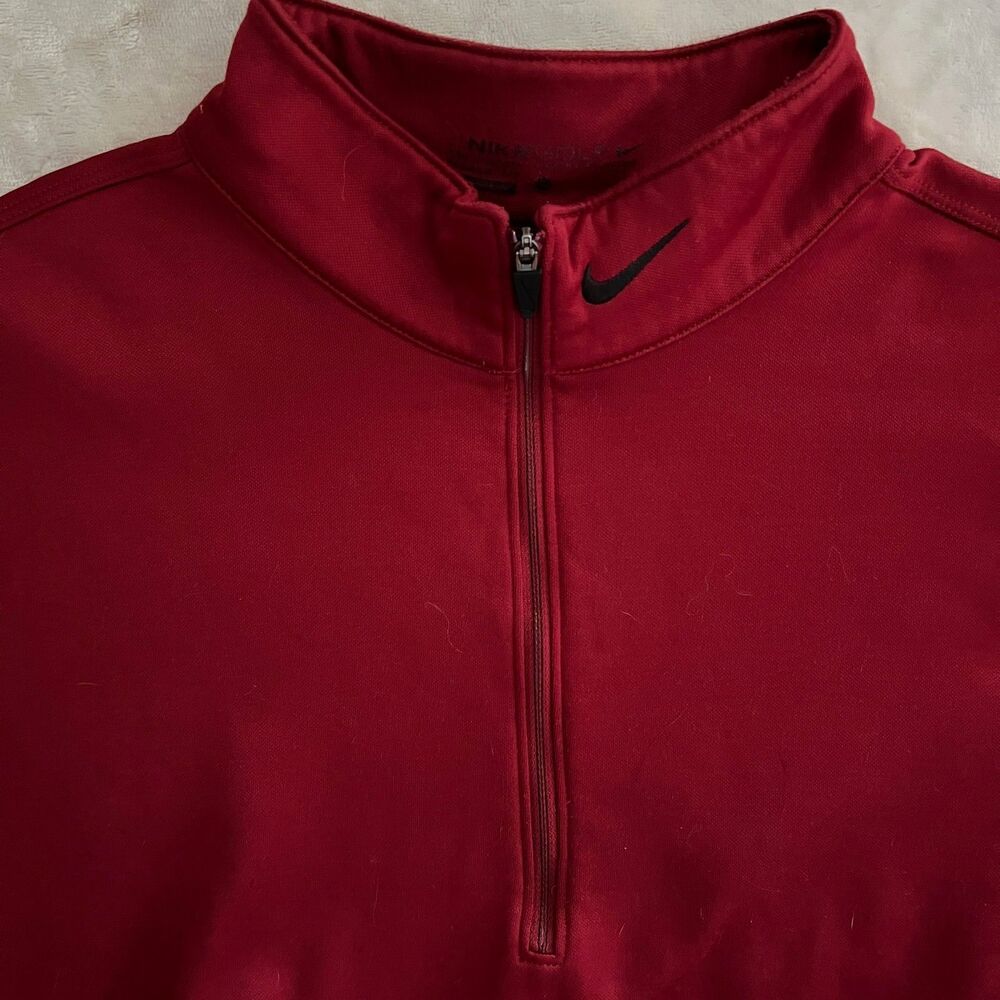 Nike Mens Golf 1/2 Zip Pullover  L Therma-Fit Red Performance Athleisure